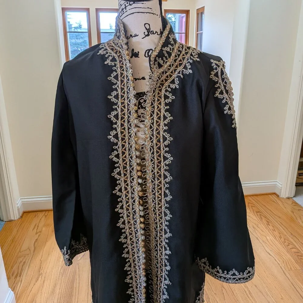Stunning Elegant Egyptian Dress/ Coat with Ornate Gold & Silver Embellishment - Picture 2 of 9